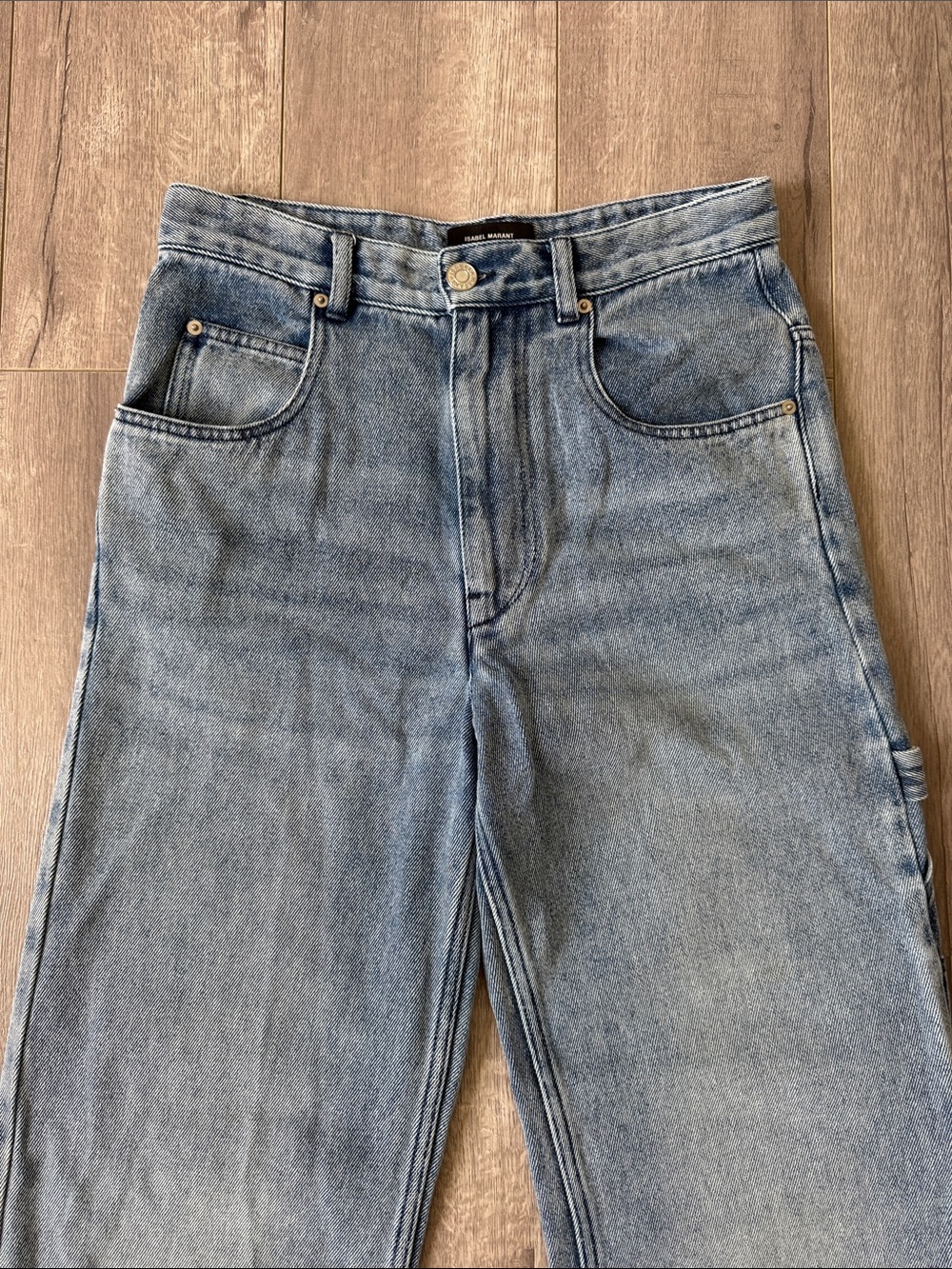 Isabel Marant Paryama Wide Leg Cargo Jeans 34 US 2 Utility Carpenter Denim - Picture 3 of 9